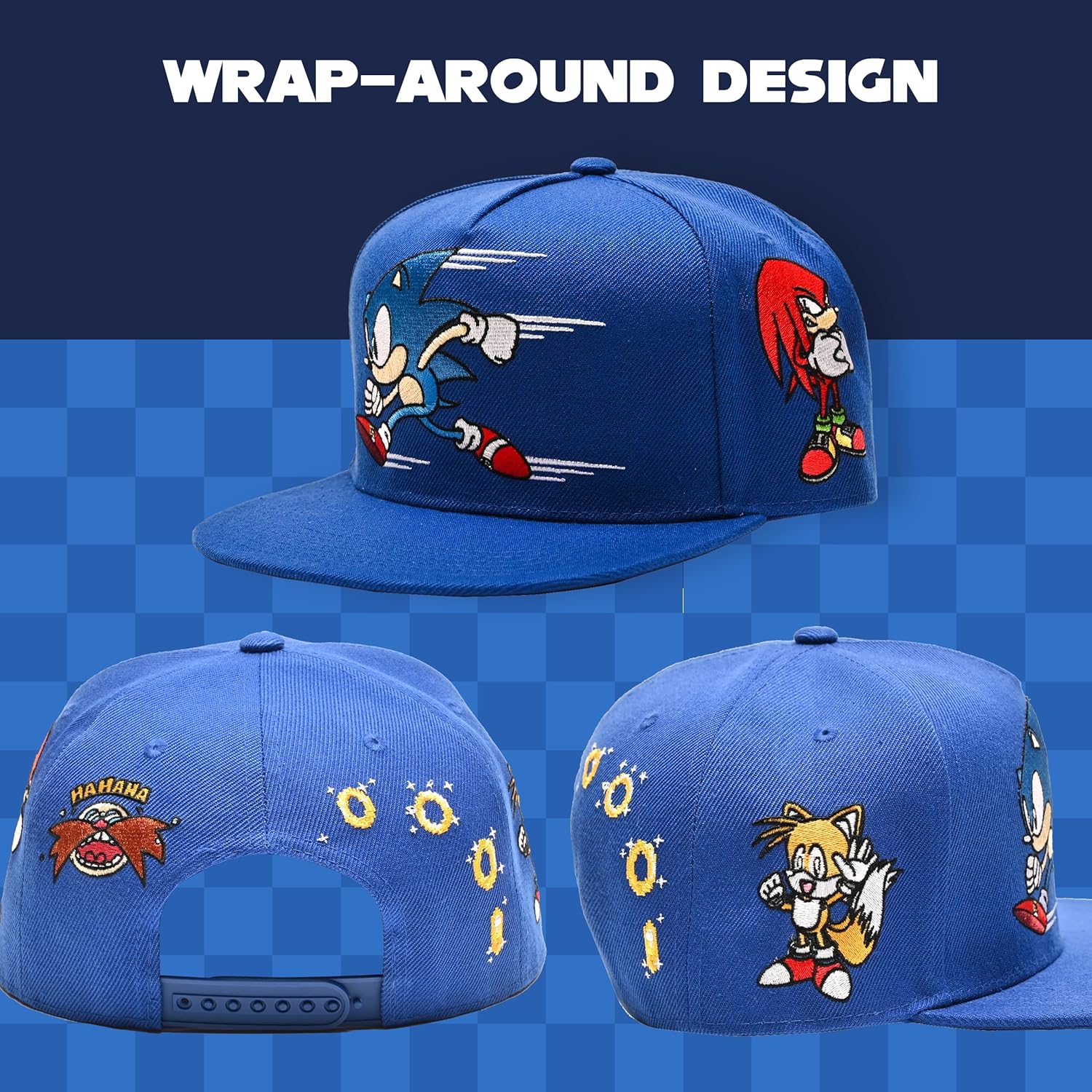 Sonic The Hedgehog Baseball Cap, Adult Adjustable Snapback Baseball Hat with Flat Brim - Image 3