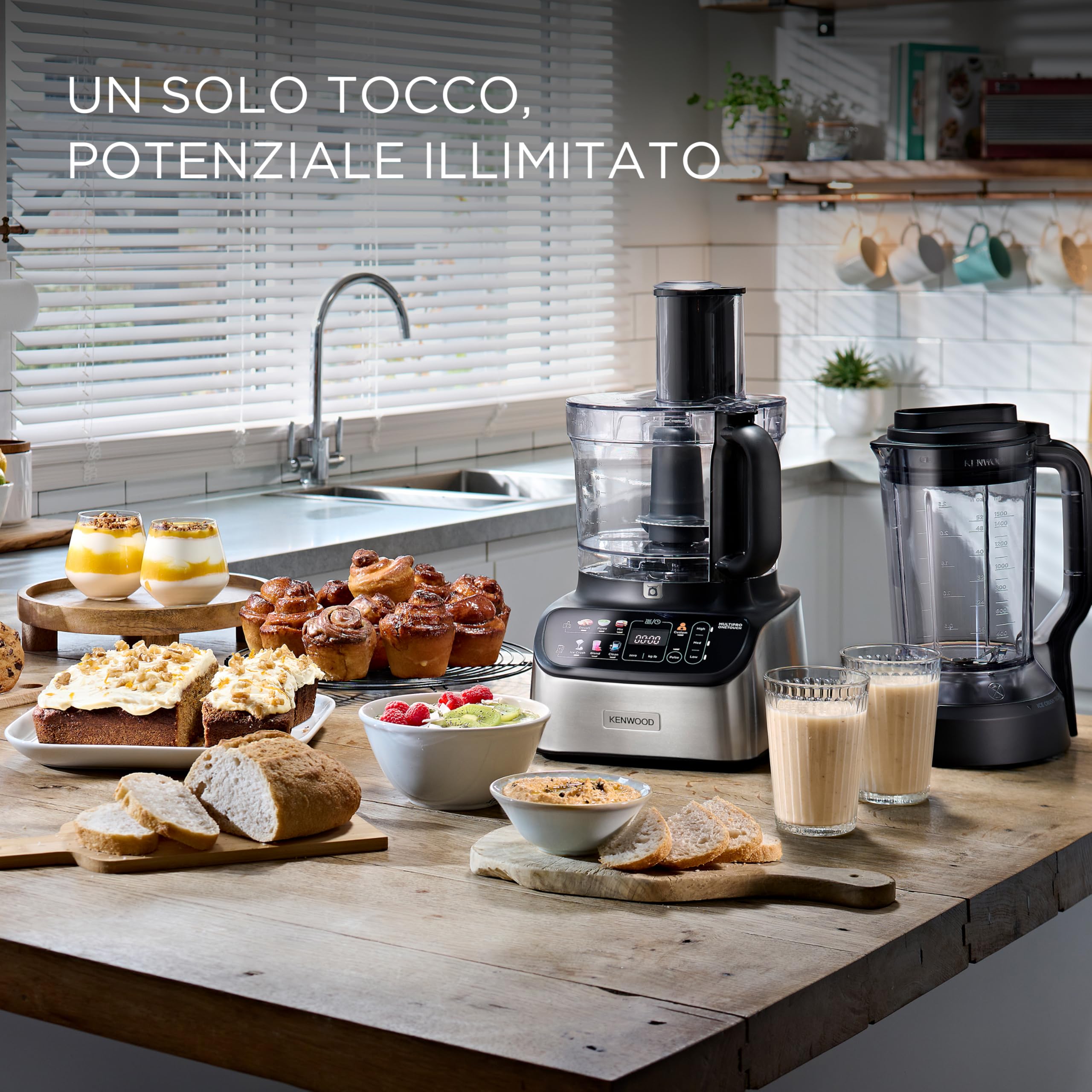 Kenwood MultiPro OneTouch FDM73.850SS, Robot da Cucina Multifunzione con 13 Accessori, Bilancia Integrata, Lavabile in Lavastoviglie, 1000W, Argento