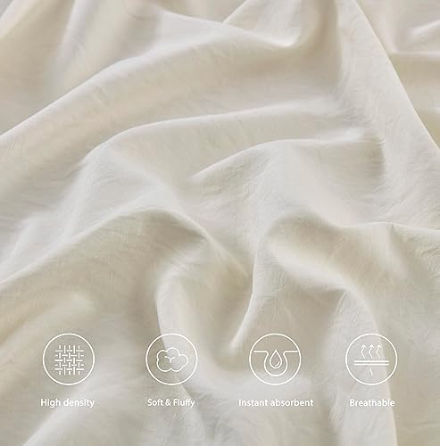 Vista 12 de Chezmoi Collection Juego de sábanas tamaño King lavado a piedra, 4 piezas extrasuaves, transpirables, resistentes a las arrugas y a la decoloración