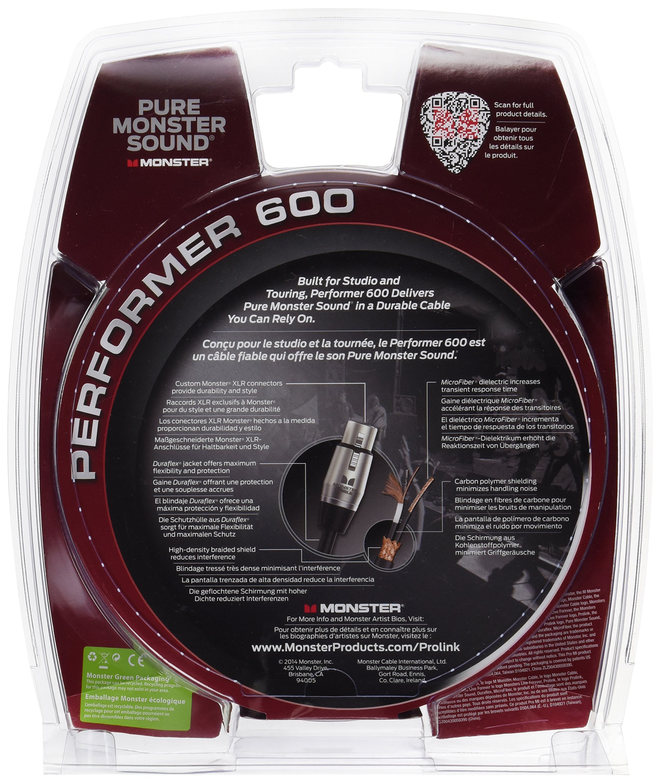 Monster Performer 600 Microphone Cable (20 feet / 6 Meters) - Gold Contact XLRs