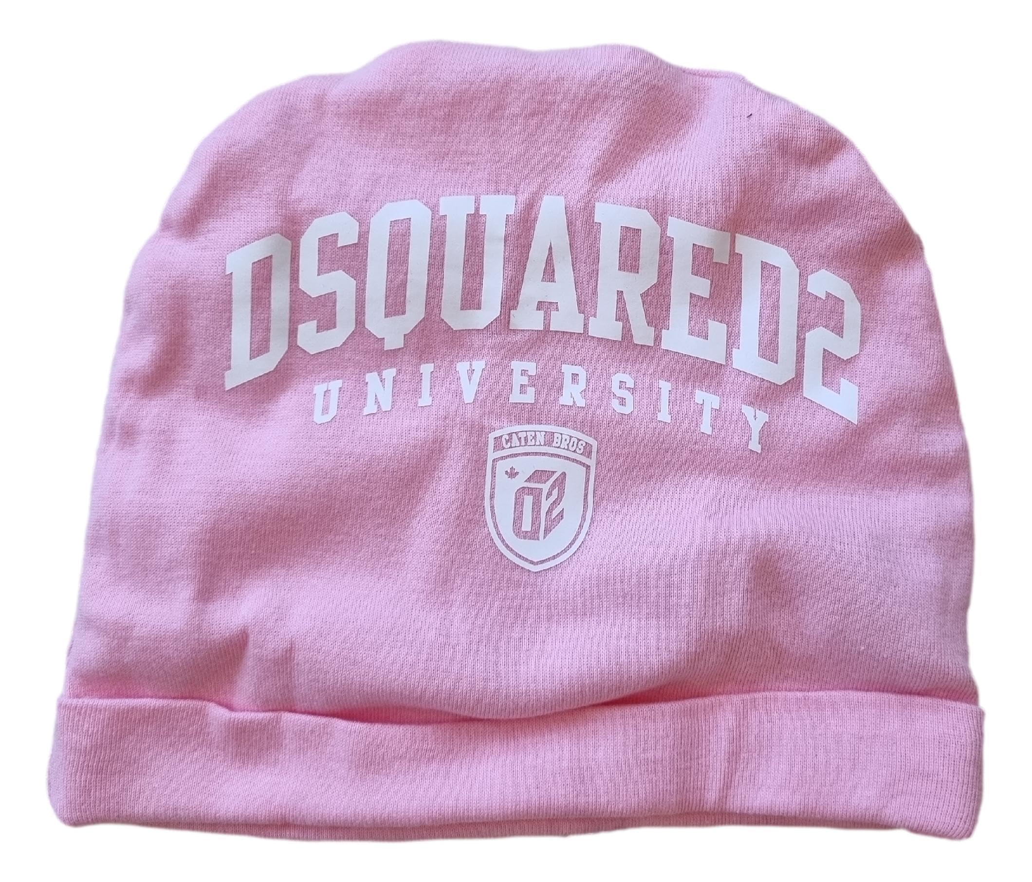 Dsquared DQ2516 - Conjunto de regalo para bebé o niña, manga larga, algodón, babero y gorro