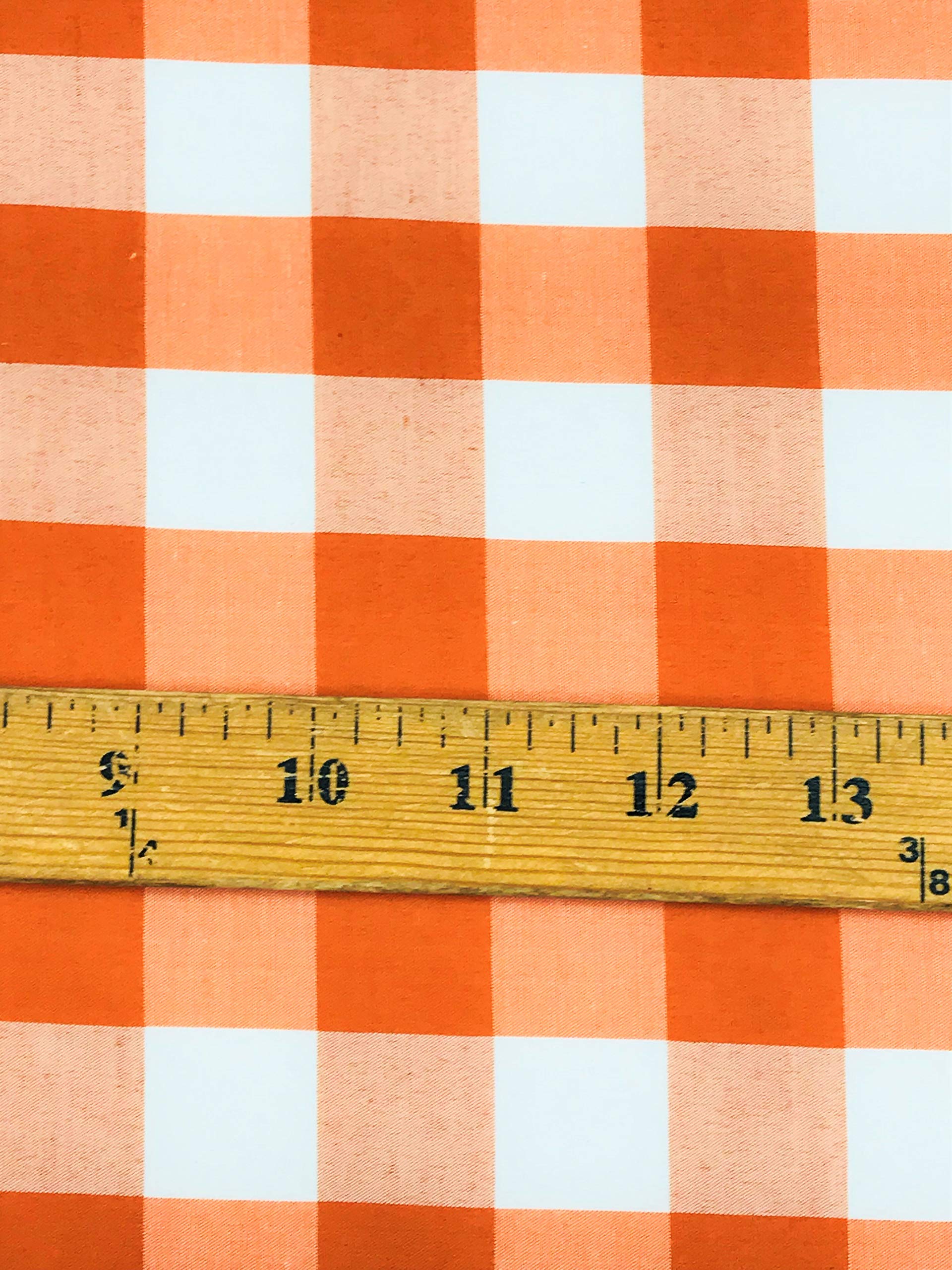 Sal Tex Fabrics, 1" Gingham Buffalo Checkered Poly Cotton Fabric 60" Wide, Sells by The Yard More The 1 Yard Will be in Continuous Length (Orange)