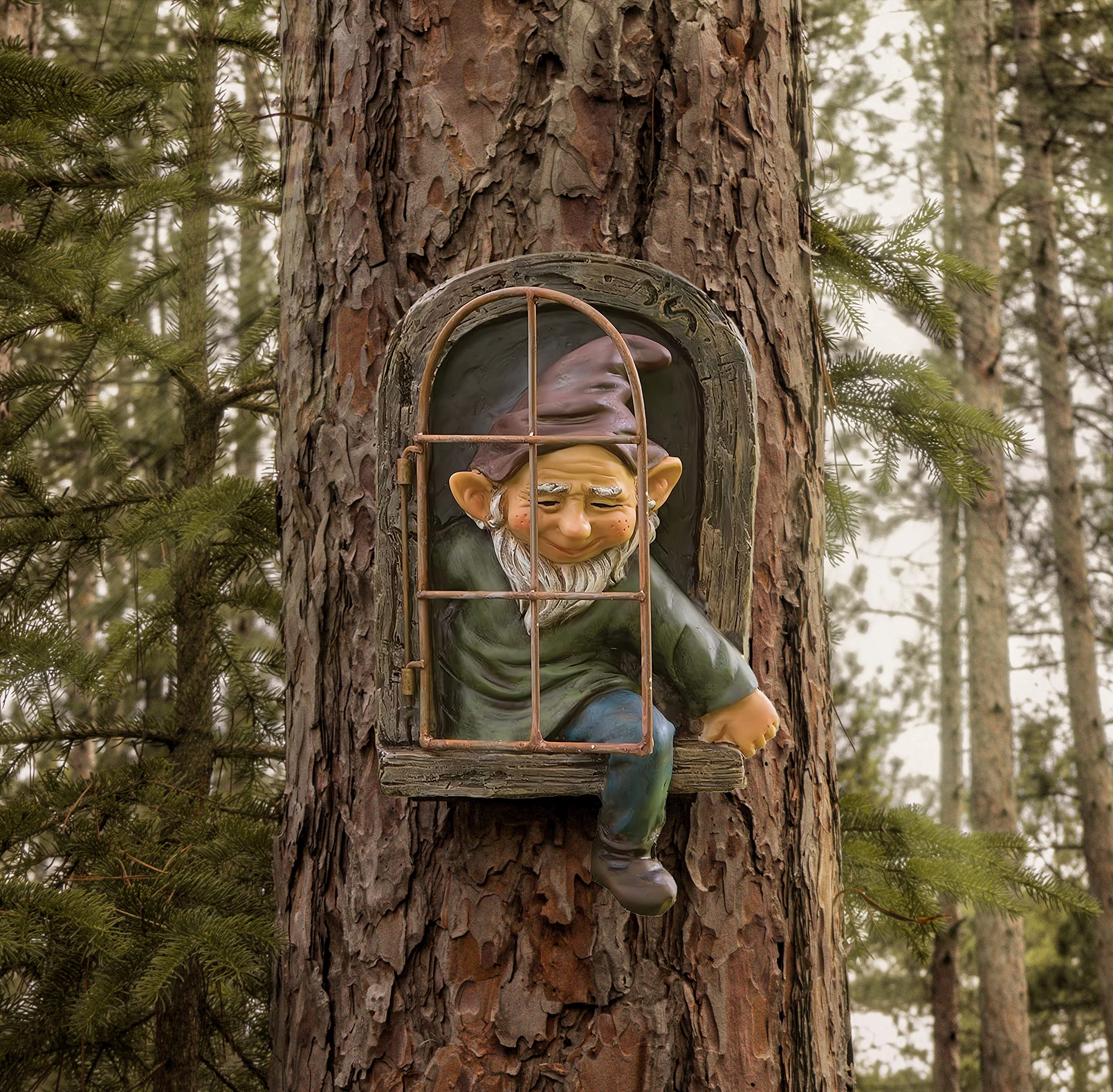 coolboy- Gnomo Decorativo para jardín al Aire Libre, 12 Pulgadas, Elfo afuera de la Puerta, abrazador de árbol, Decoraciones de gnomos para el hogar, Adorno de Exterior de Enanos caprichosos, Figuras