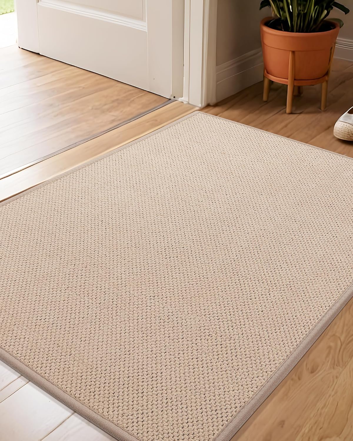 Color&Geometry Indoor Door Mat 32"x48", Soft Entryway Rugs Non Slip Front Door Mat Indoor Washable Low-Profile Inside Door Mat Entry Mat Door Mat Indoor Entrance, Khaki(Rolled-up NO Creases) Khaki 32"x48"
