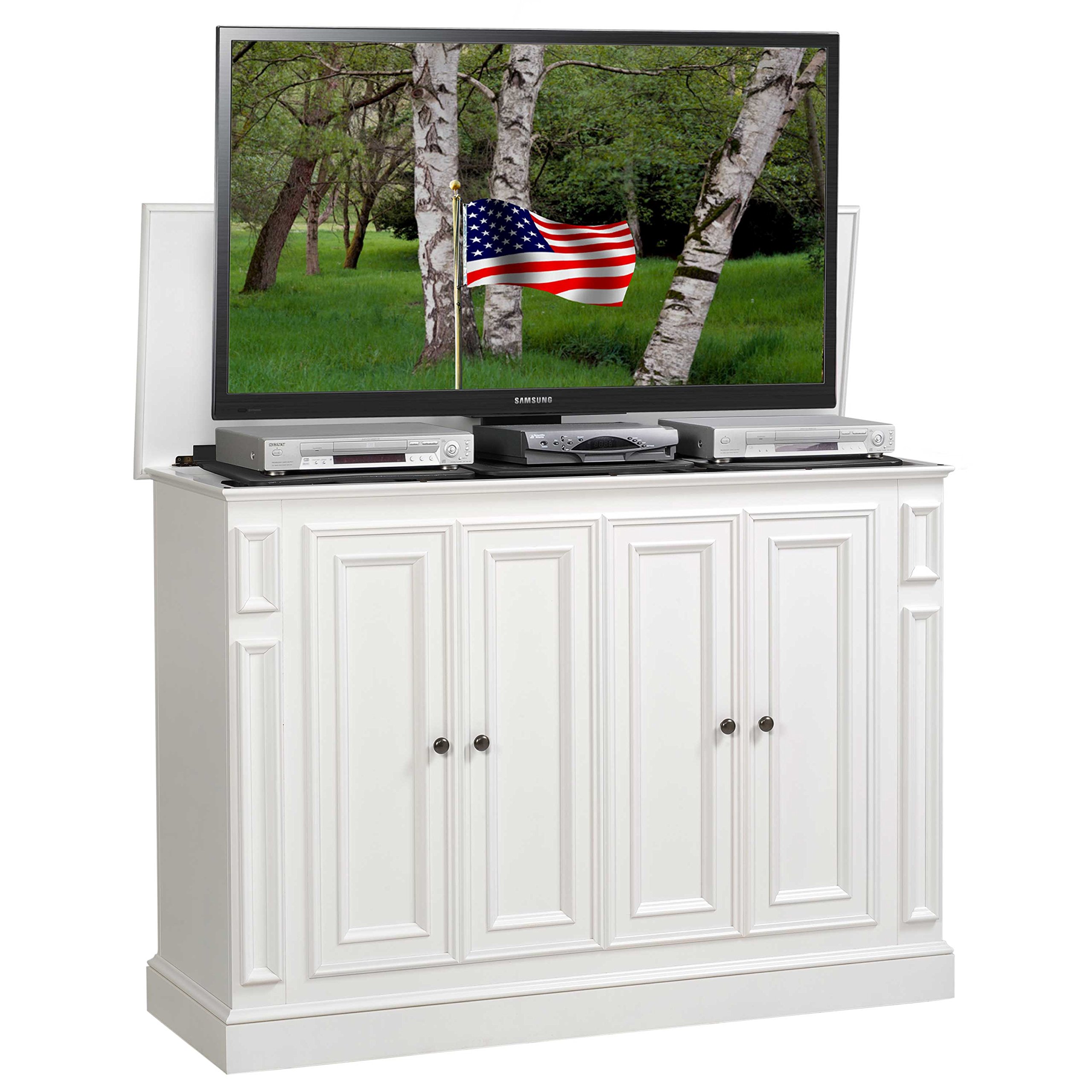 TVLiftCabinet Harbor TV Cabinet, White