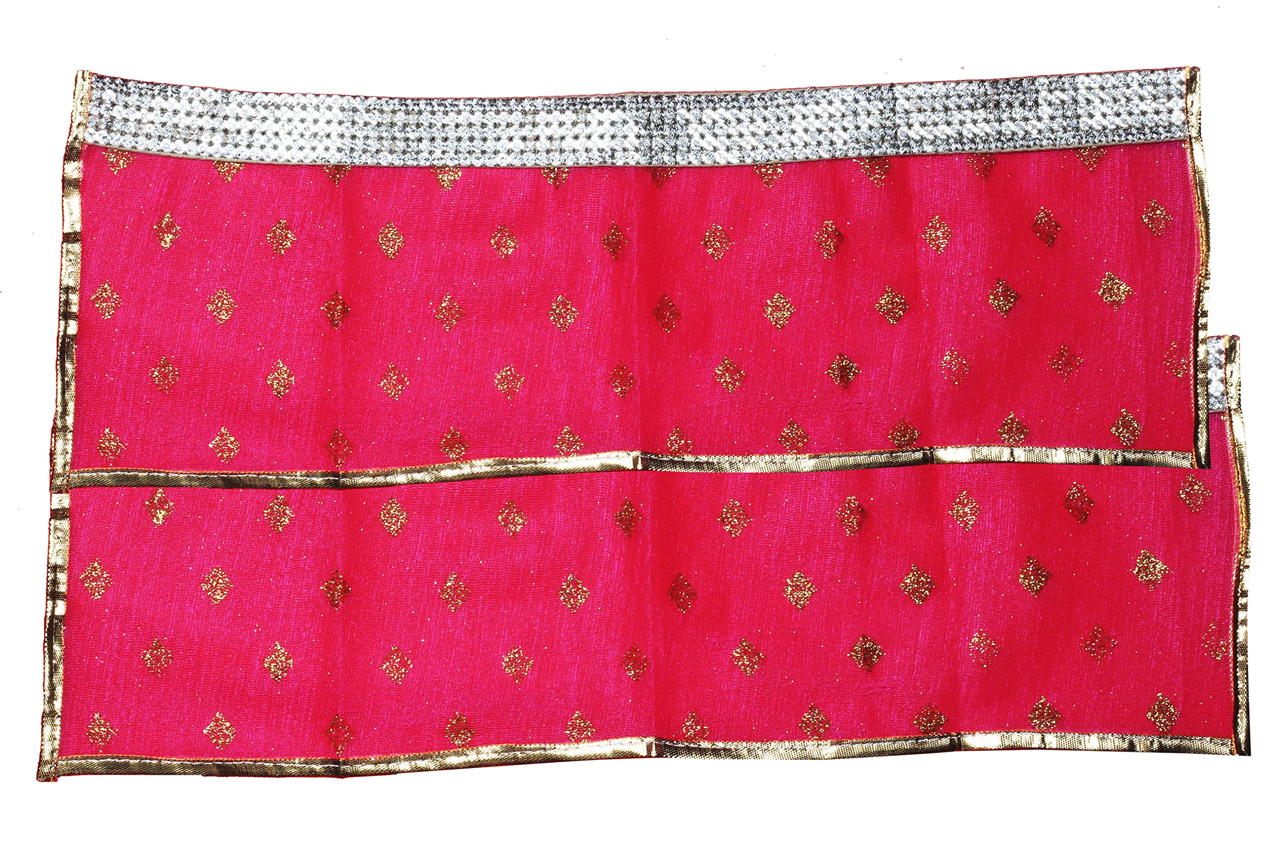 TrendBell Set of 2 Red Pooja Mat Aasan Puja Aasan Cloth for Multipurpose Pooja Decorations Item & Article & Gifting | 10 X 4 Inch