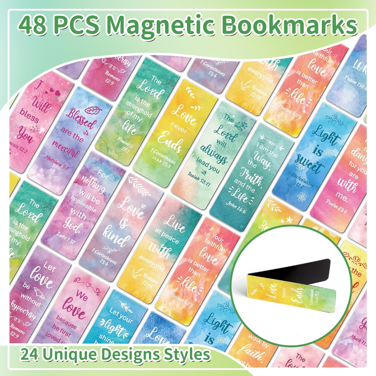 48Pack Magnetic Bookmarks,Christian Bookmarks,Bulk Bible Bookmark for Read image 4