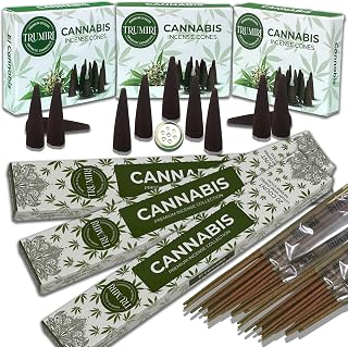 Cannabis Scented Incense Sticks & Incense Cones Combo Pack - 60 Insence-Sticks + 30 Insence Cones - Inscense - Incense Cones Scented - Insents