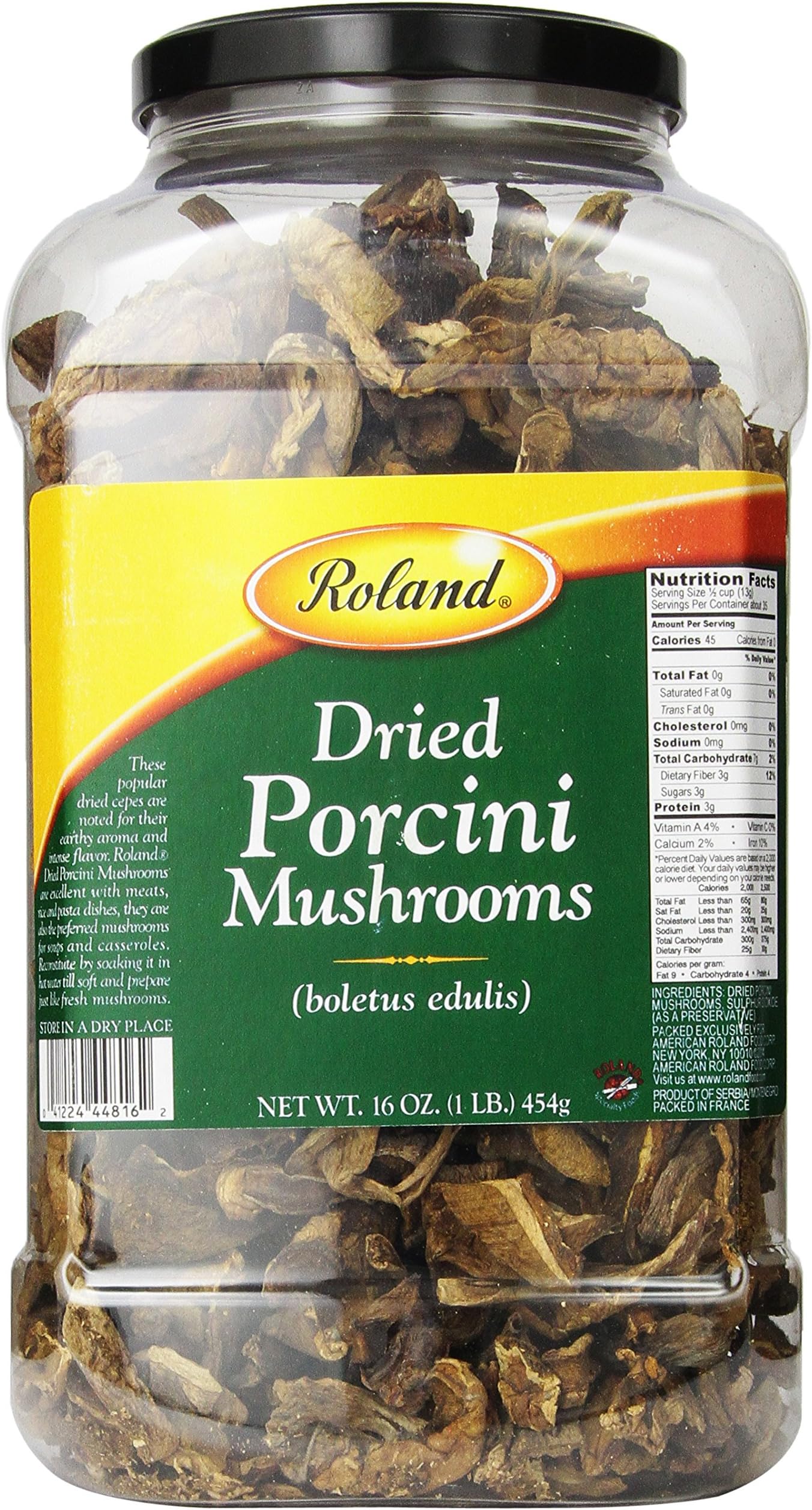 Roland Foods Premium Dried Fancy Porcini Mushrooms, Specialty Imported Food, 1-Pound Jug