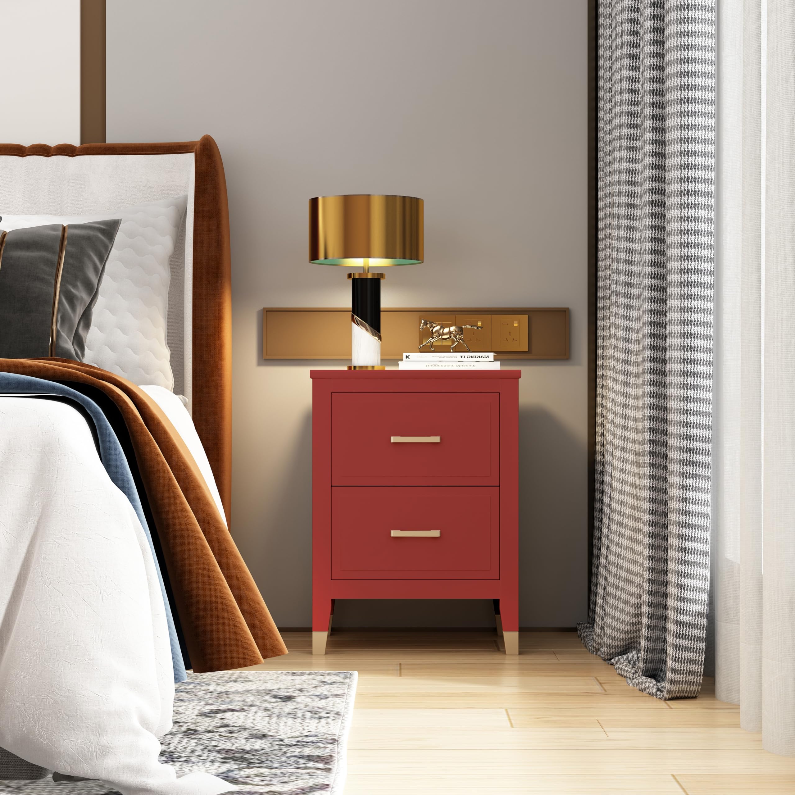 Cabinet Bits Palazzi 2 Drawer Bedside Table Red