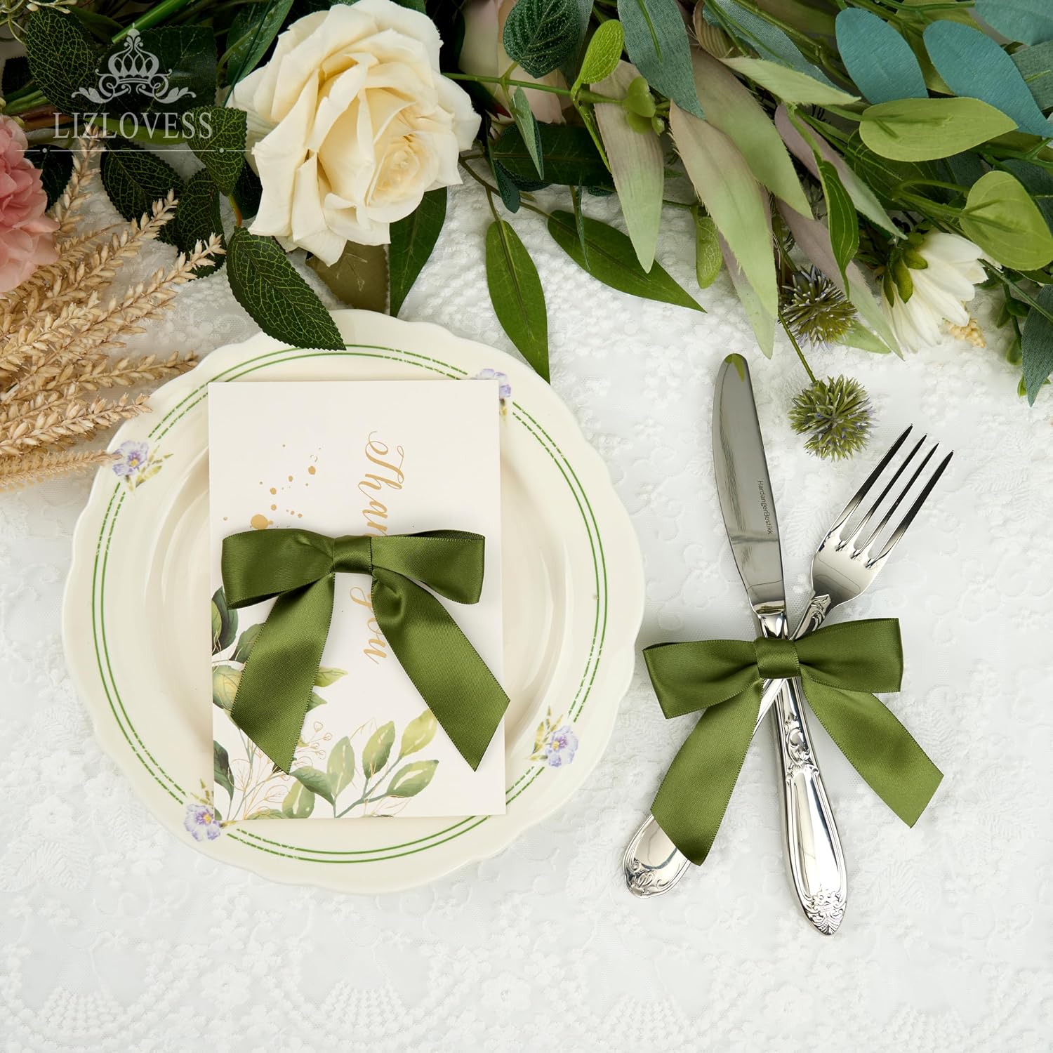 Moss Green Twist Tie Bows for Treat Bags 3.5 Inch, 50 Pack image 5
