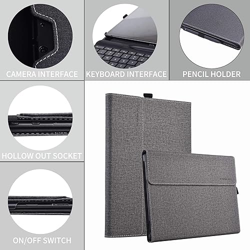 Miniatura 7 de Funda para Surface Pro 8 de 13 pulgadas 2021, compatible con teclado tipo y soporte, funda de piel sintética de alta calidad con múltiples ángulos