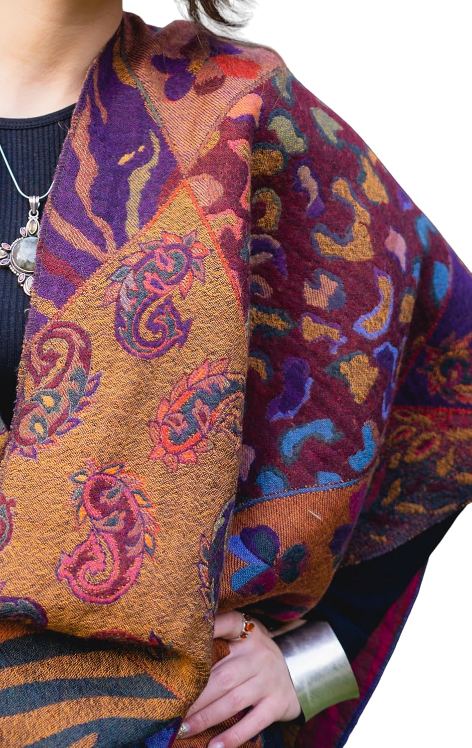 In Style 100% Australian Merino Wool Shawl for Women & Men, Soft & Warm, Reversible, 19" x 76"