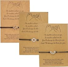 Matching Bracelets for 3 – Sun Moon Star Friendship Bracelet Set with Adjustable Rope Design – Best Friend Jewellery for Women and Men, Trio Relationship Bracelets for Sister, Friends Gift (3 Pcs)
