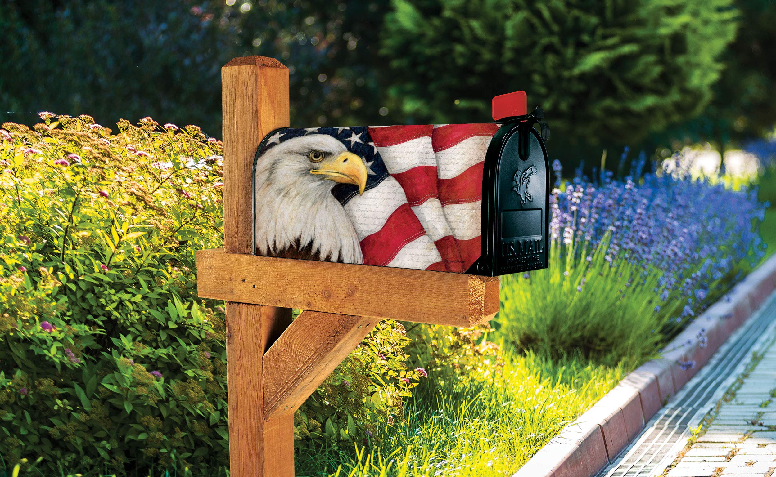 MailWraps Studio M Magnetic Mailbox Cover – Red, White & Blue Bike Design, Fits Standard Mailbox - View #9