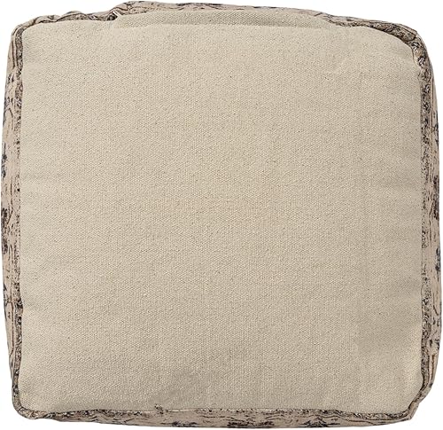 Miniatura 72 de L.R. Resources Inc LR Home Puf otomano de transición de poliéster gris/marfil para decoración del hogar | Reposapiés hecho a mano para decoración de