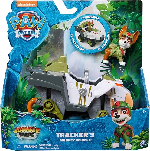PAW Patrol Jungle Pups, Veicolo Scimmia di Tracker, veicolo giocattolo con personaggio Tracker da collezione, giocattoli per bambini e bambine dai 3 anni in su - 10