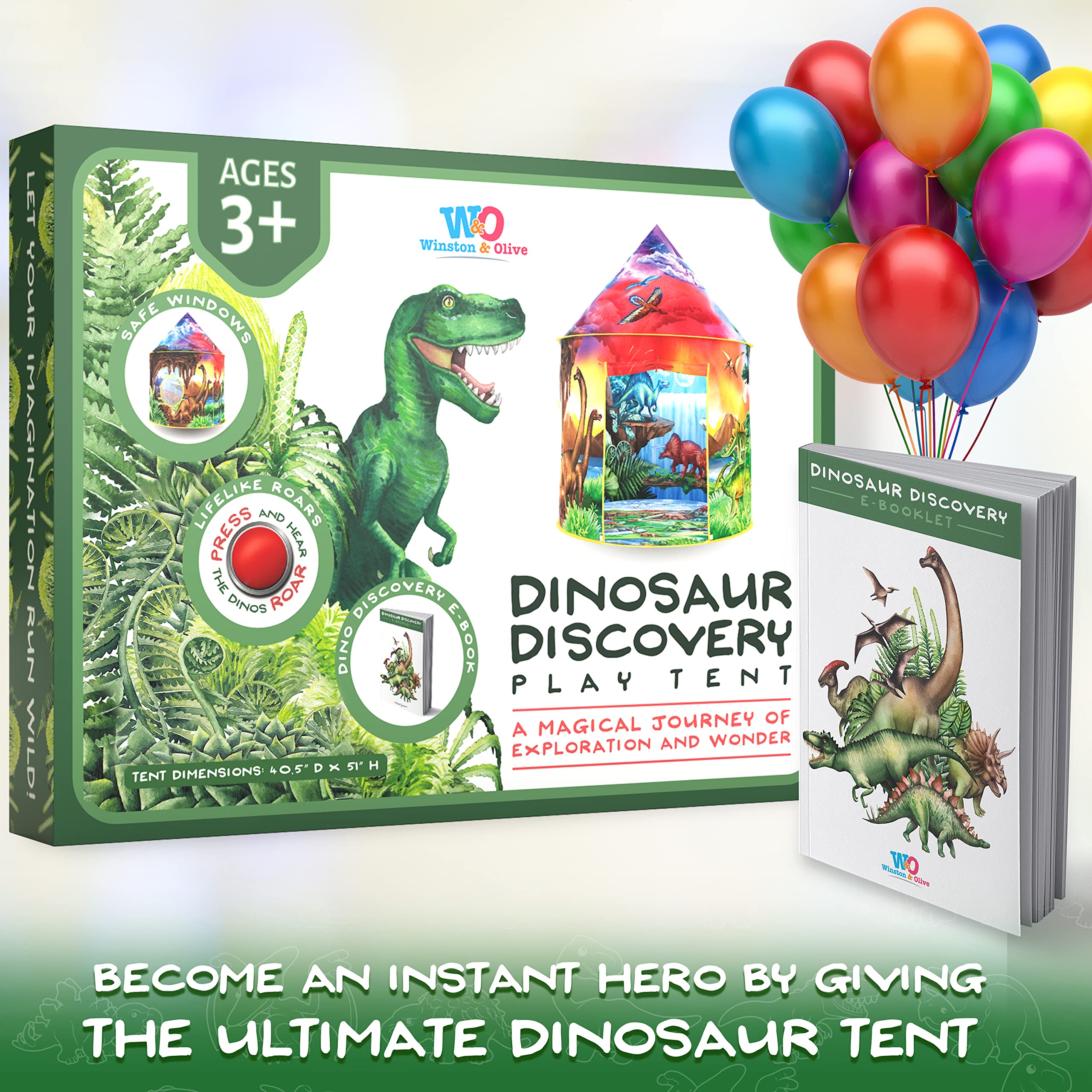 W&O Dinosaur Discovery Kids Tent with Roar Button, an Extraordinary