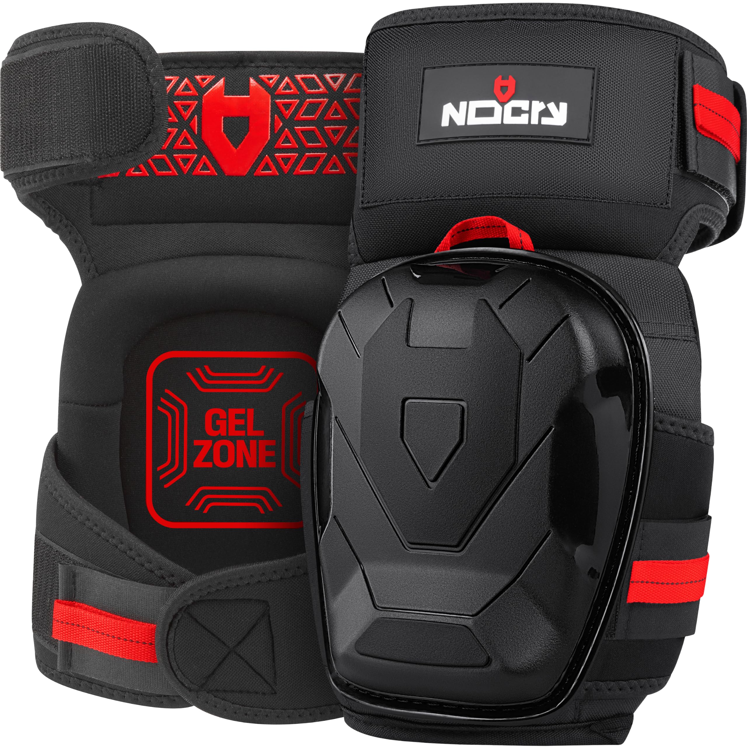NoCry Professional Work Knee Pads for Men Construction with Ankle Support and Heavy Duty Anti-Slip Cap — Foam Cushion and Extra Thick Gel Padding — Reinforced Thigh & Shin Straps