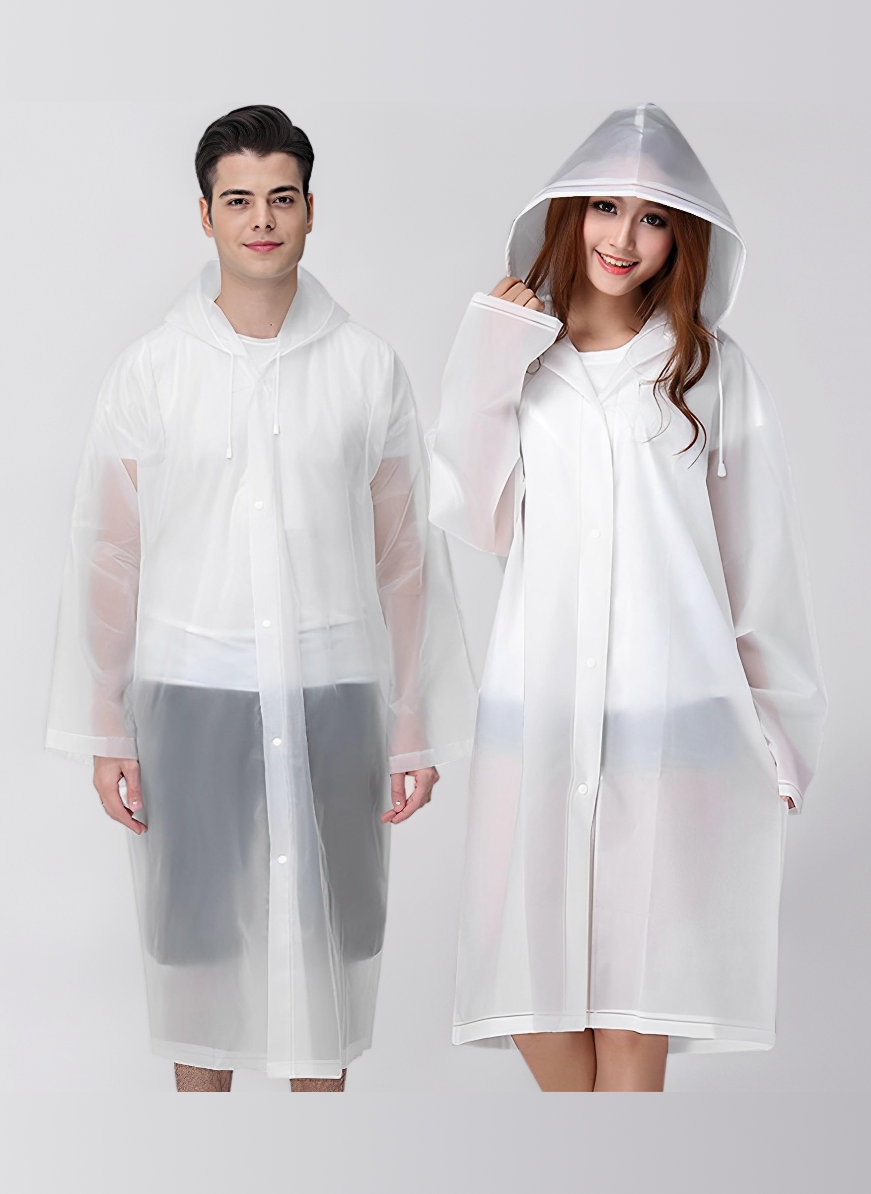 Rain Poncho Raincoats for Adults, 2 Pack Reusable Rain Jacket Rainwear with Hoods and Sleeves, Waterproof for Emergency, Outdoors, Camping, Disney