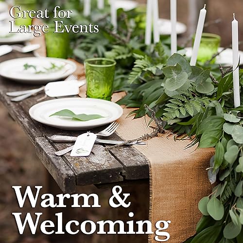 Miniatura 10 de Camino de mesa de arpillera, 13 x 108 pulgadas, paquete de 2 caminos de mesa para exteriores, camino de mesa rústico de arpillera, camino de mesa de