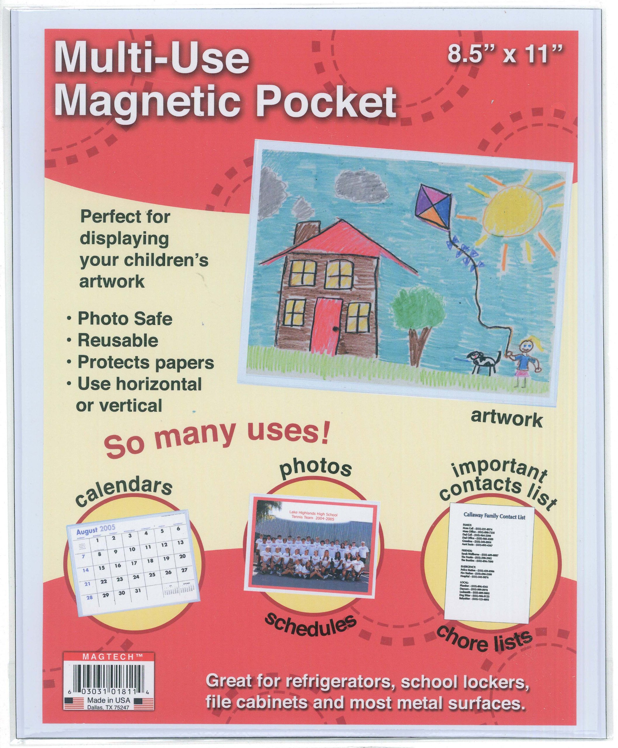 Magtech Magnetic Photo Pockets, White, Holds 8.5 x 11 Inches Photos and Documents, 1 Pack (01811)