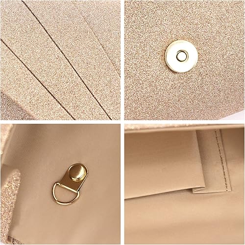 Miniatura 6 de Naimo Bolso de embrague de Paillette Sparkle para mujer bolso de noche para fiesta cóctel boda elegancia monedero Oro, Rose gold, Plateado