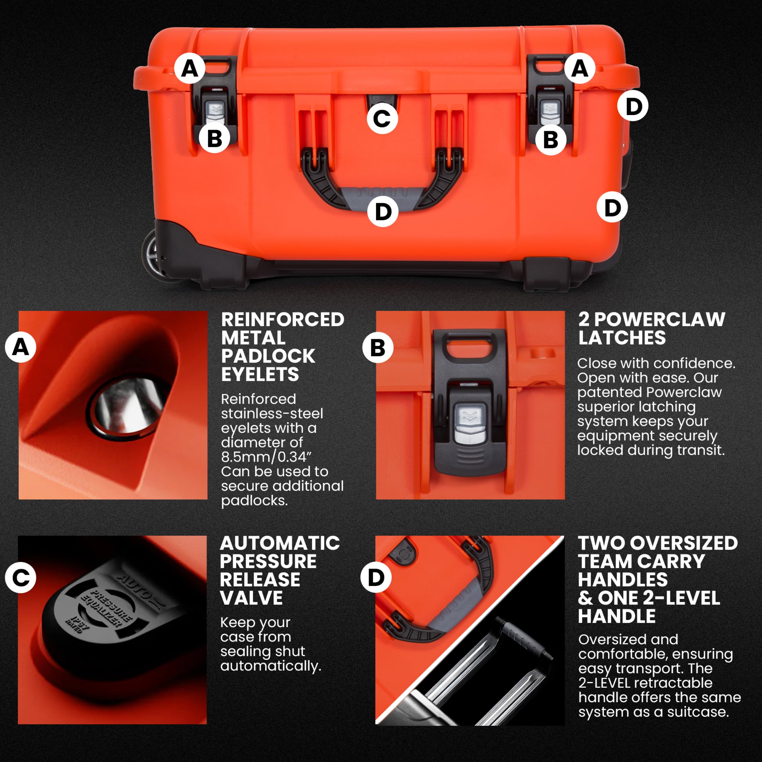 NANUK 950 - Maletín rígido Impermeable con Ruedas vacío, Color Naranja