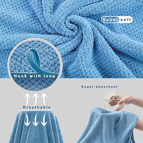 Miniatura 5 de OLESTER Juego de 2 toallas de baño de microfibra color gris, 35 x 70 toallas de baño para ducha, piscina, playa, baño, súper absorbentes, suaves, de