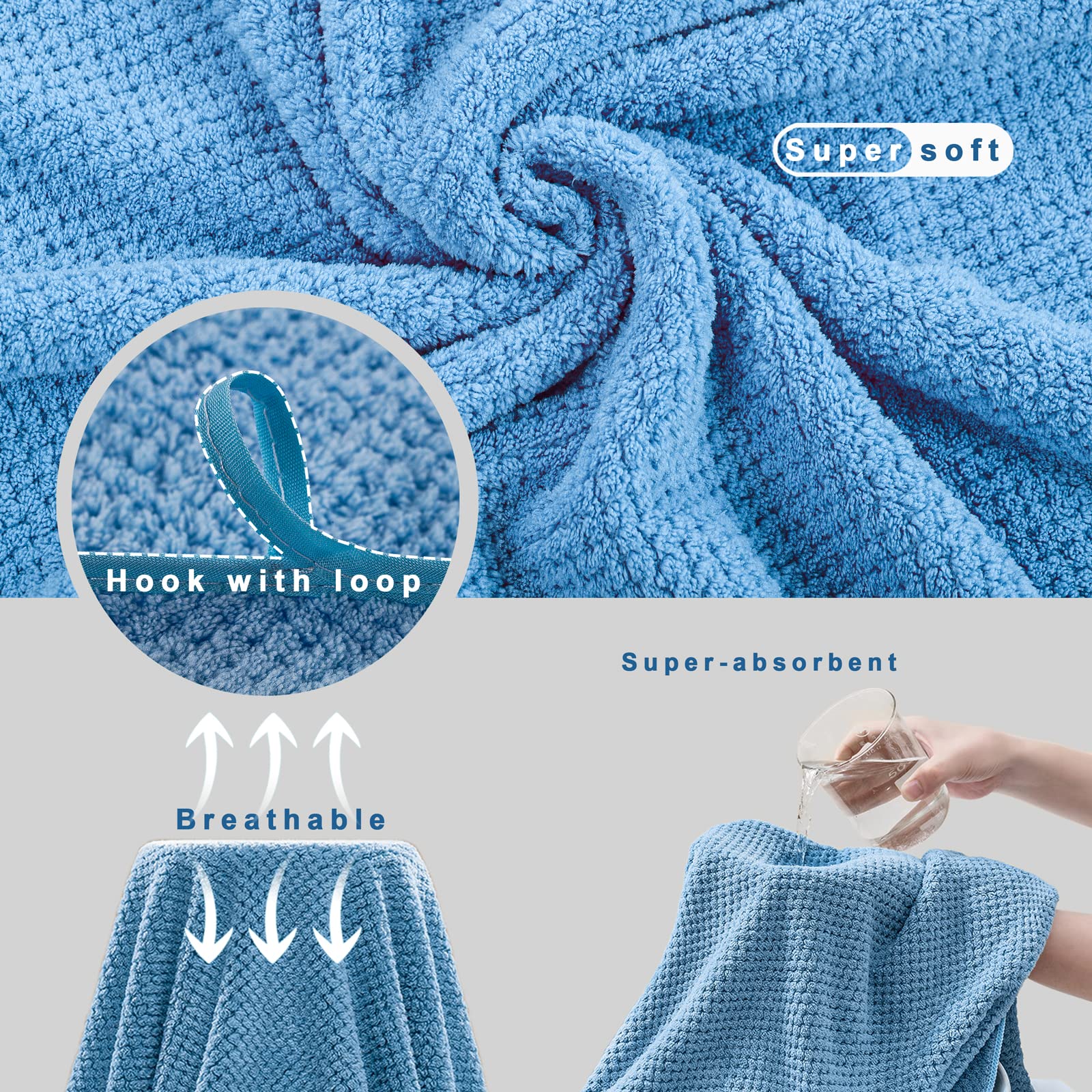 Set Di 4 Asciugamani Da Bagno Extra Large, Ultra Morbidi, 89 X