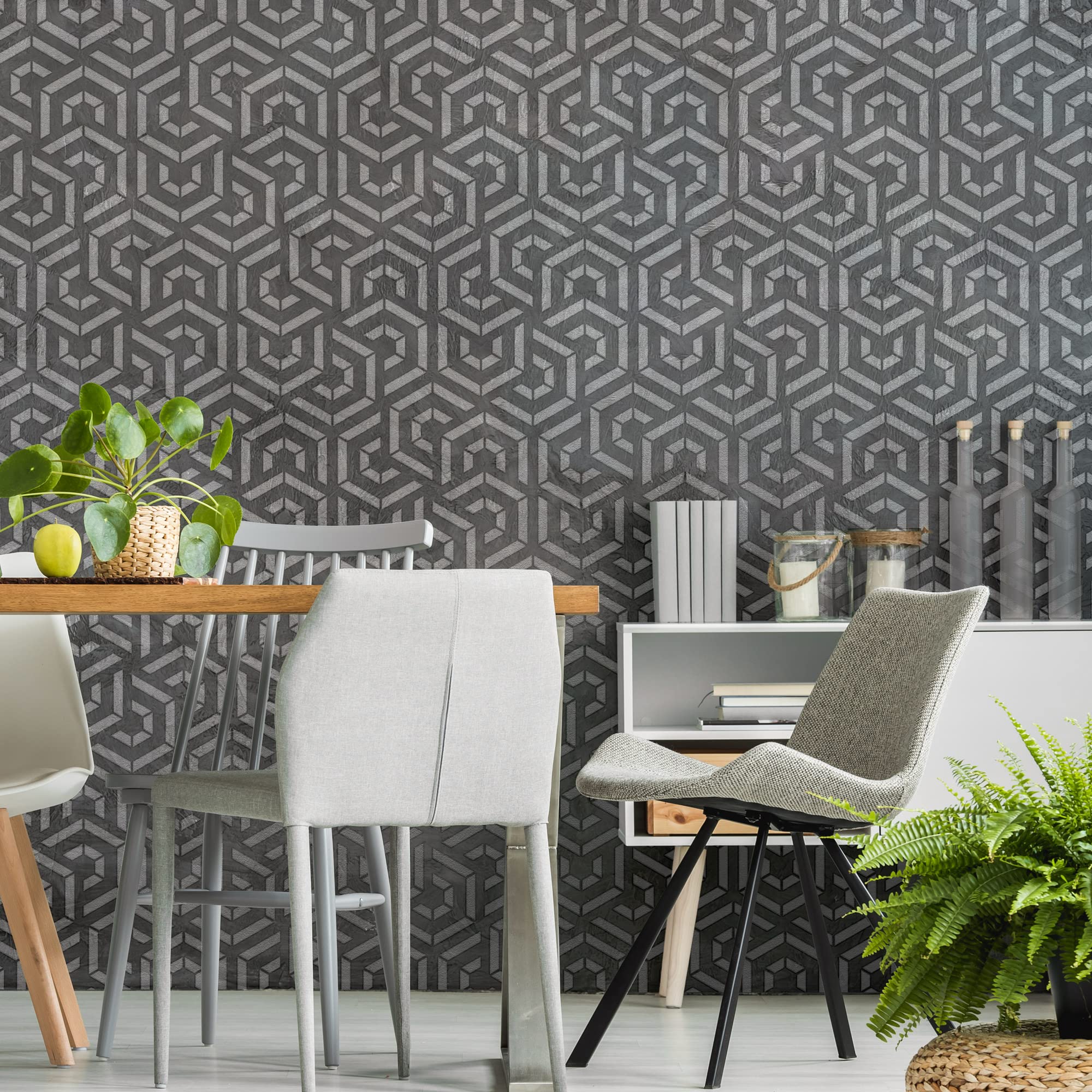 NAKLEO Stencil per Pittura Grandi Dimensioni 59x95cm, Esagono Vortice Geometrico Modello per Pareti, Plastica e Riutilizzabile Fai Da Te Carta da Parati Decorazioni Casa, Muro Legno Mobili