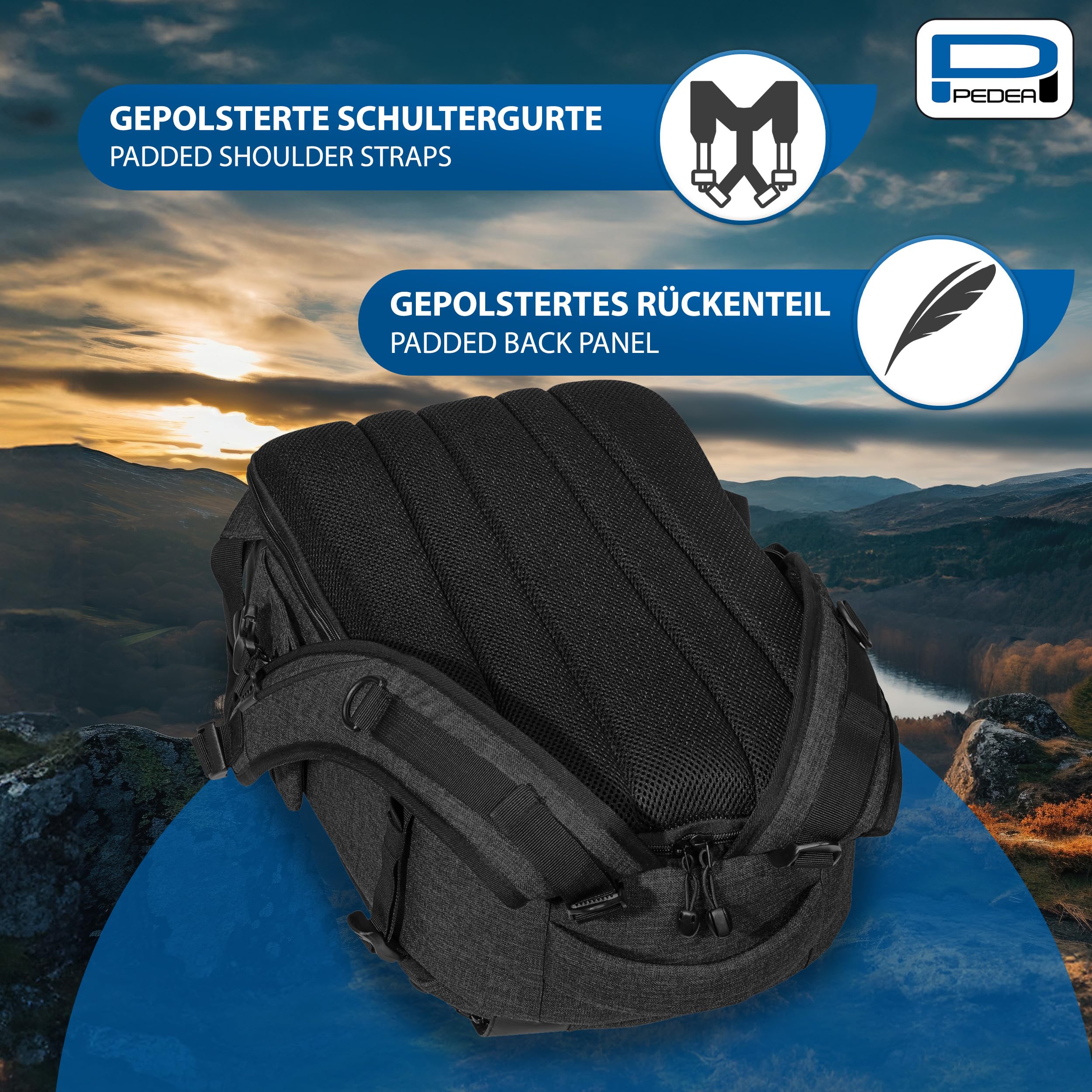 PEDEA SLR Bolsa de la cámara, negro, Mochila