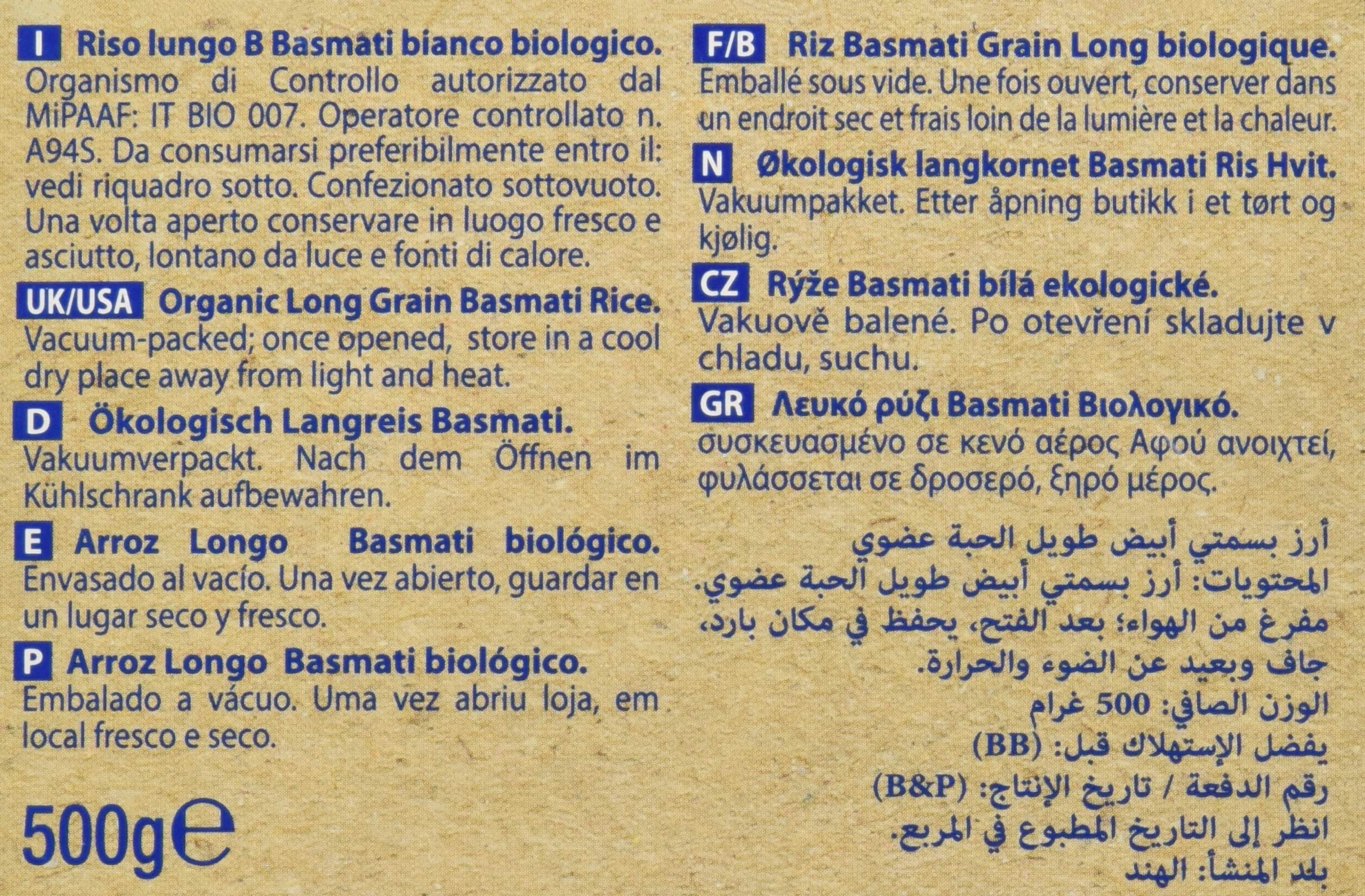 Probios Riso Basmati Bianco - 3 pezzi da 500 g [1500 g]