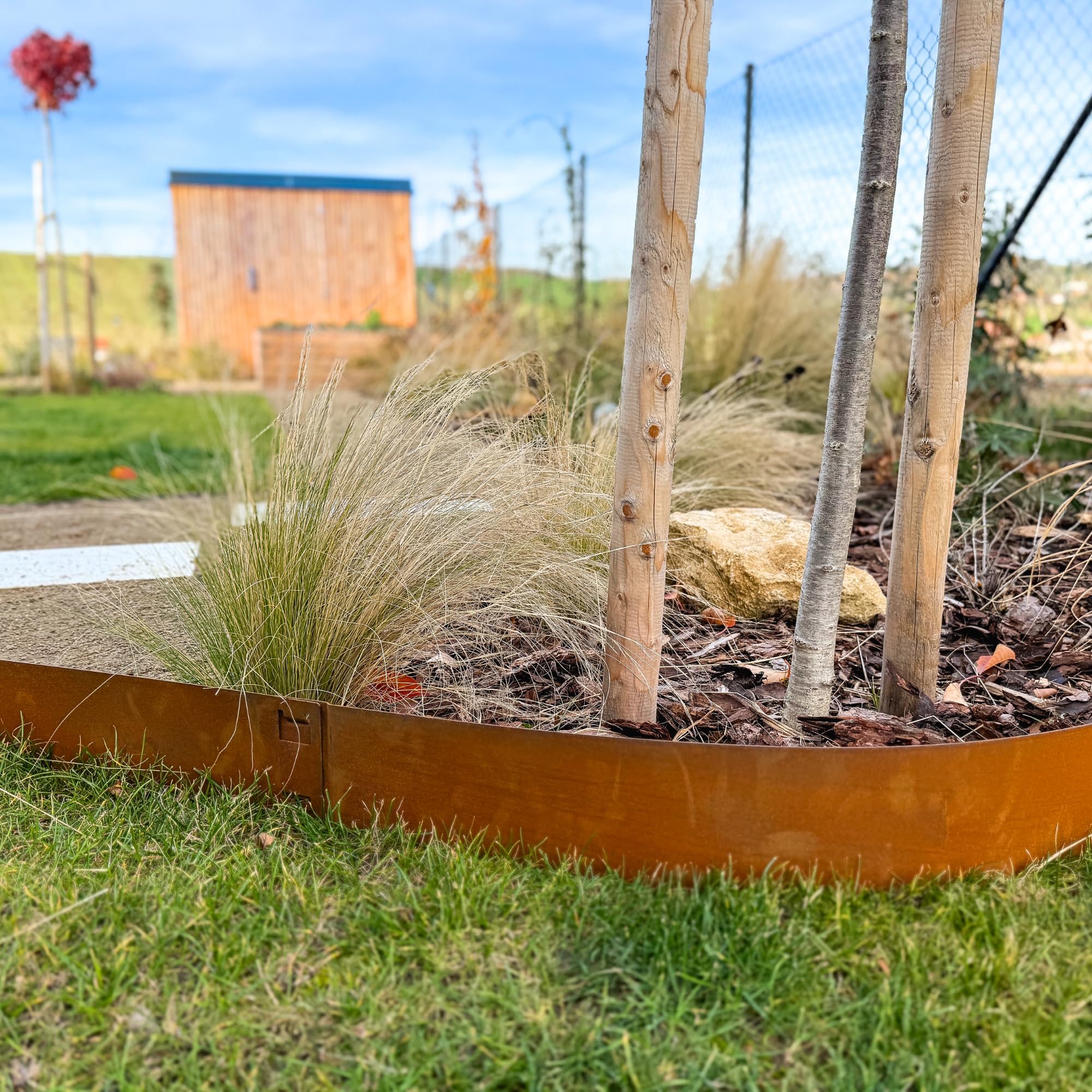 UNIGARDIA Bordura Corten per Giardino in Metallo per Prato 5 m - Bordatura Aiuole Giardino Alta 185 mm - Bordure per Aiuole Flessibile, Corten