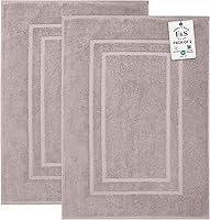 Feather & Stitch 2-Piece Taupe Bath Mats 30x21 Inch - 100% Cotton Super Absorbent Quick-Dry Terry Mats for Shower Spa Hotel
