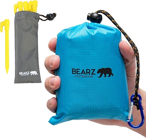 Manta de bolsillo, manta de viaje impermeable, azul, mediana, sintética, moderna, picnic, camping, senderismo