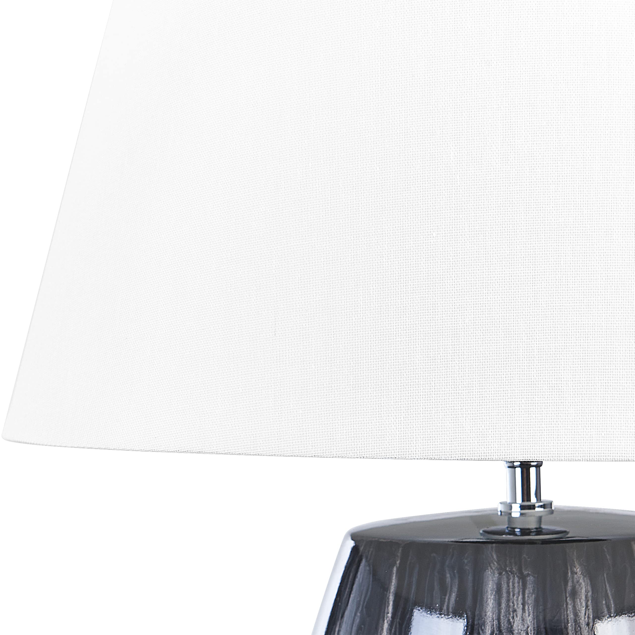 Lampada da tavolo in ceramica grigia e beige con paralume bianco 63 cm