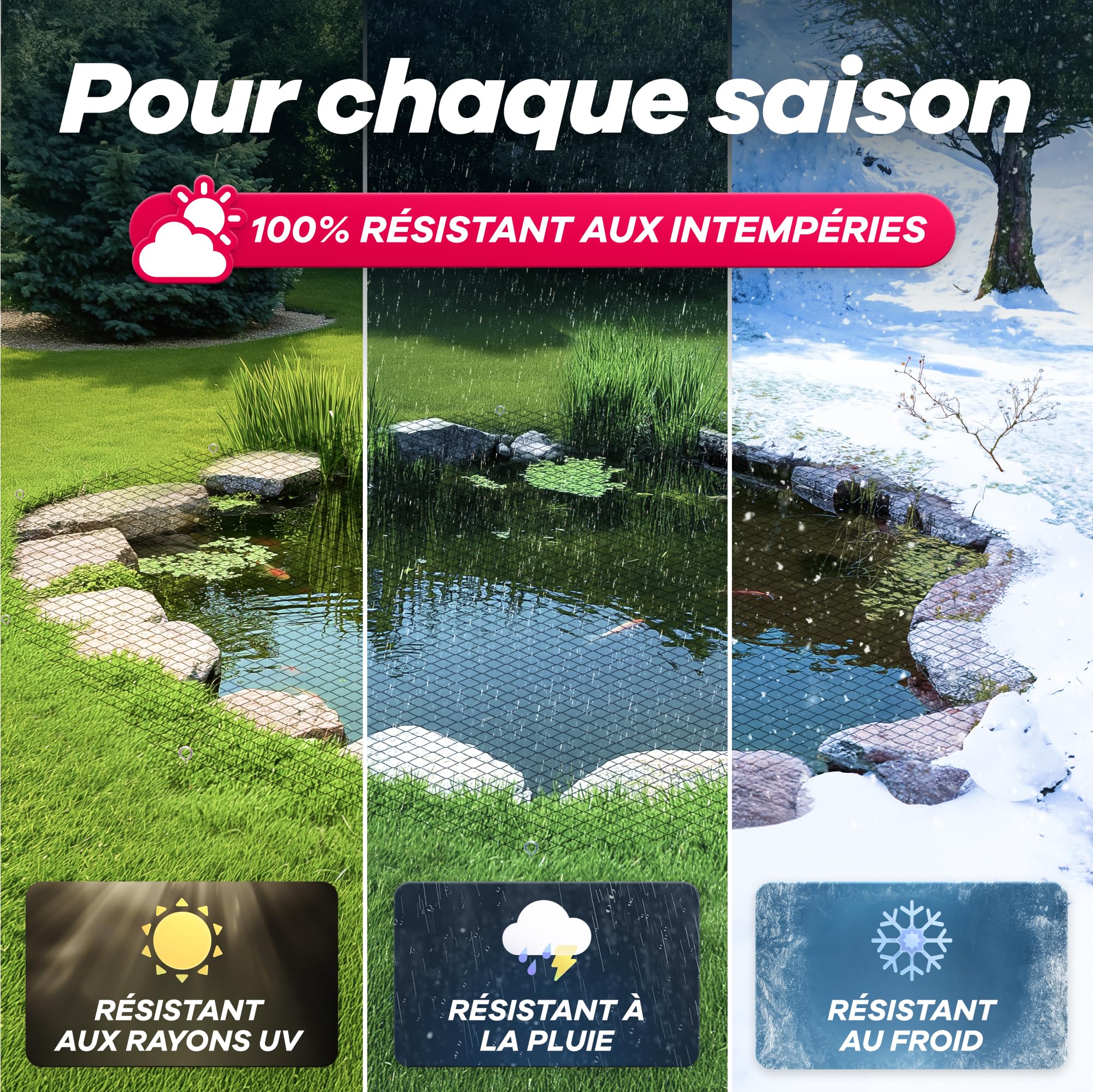 GEROBUG Filet de bassin mailles fines 5 x 2 m résistant aux intempéries UV protection hérons oiseaux filet