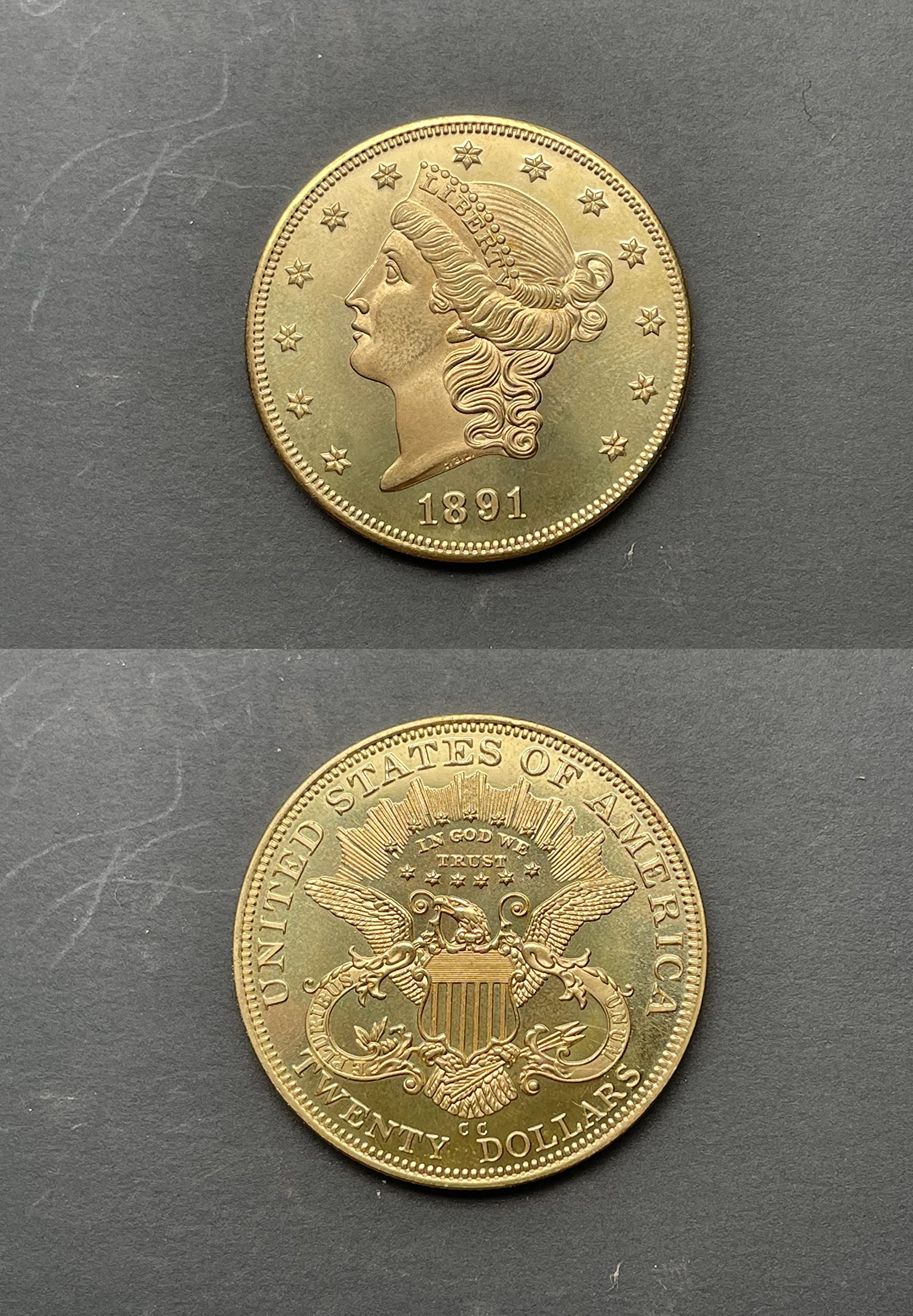 Réplique De Pièce Commémorative 20$ US – Alliage De Zinc Doré, Design Antique, Collection Ou Décoration, Cadeau Pour Numismate