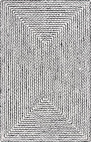 Miniatura 1 de Safavieh Braided Collection BRD260Z - Alfombra de algodón de granja hecha a mano de 6 x 9 pies color negromarfil