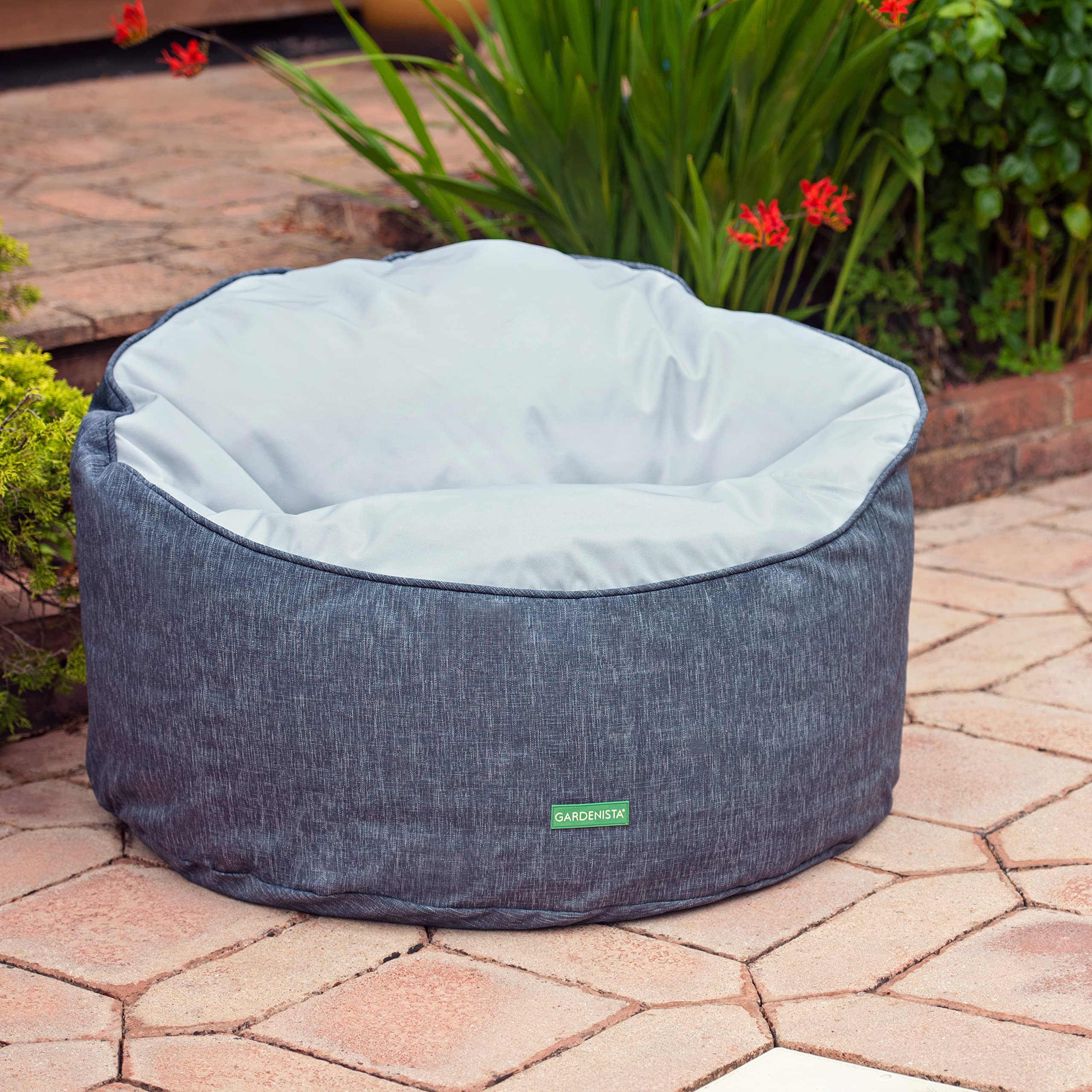 Gardenista Pouf Rotondo 60x90cm, Interno/Esterno Bean Bag Poltrone per Adulti, Resistente all'acqua Pouffe a Sacco con Riempimento Perle EPS, Pouf Poltrona Sacco Soggiorno e Giardino (Grigio)