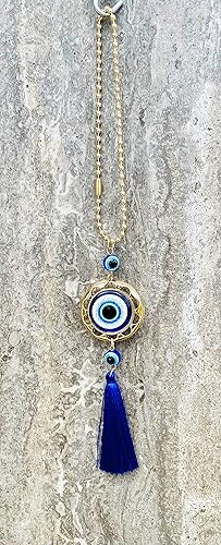 Miniatura 4 de LUCKBOOSTIUM Evil Eye Wheel of Fortune - Adorno colgante de pared y puerta con cadena de metal dorado y borla, aumenta tu energía, para suerte
