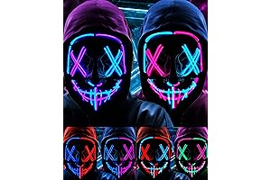 2 Pack Purge Mask Light Up: Wear Your Night's Colors for Halloween Costume Festival