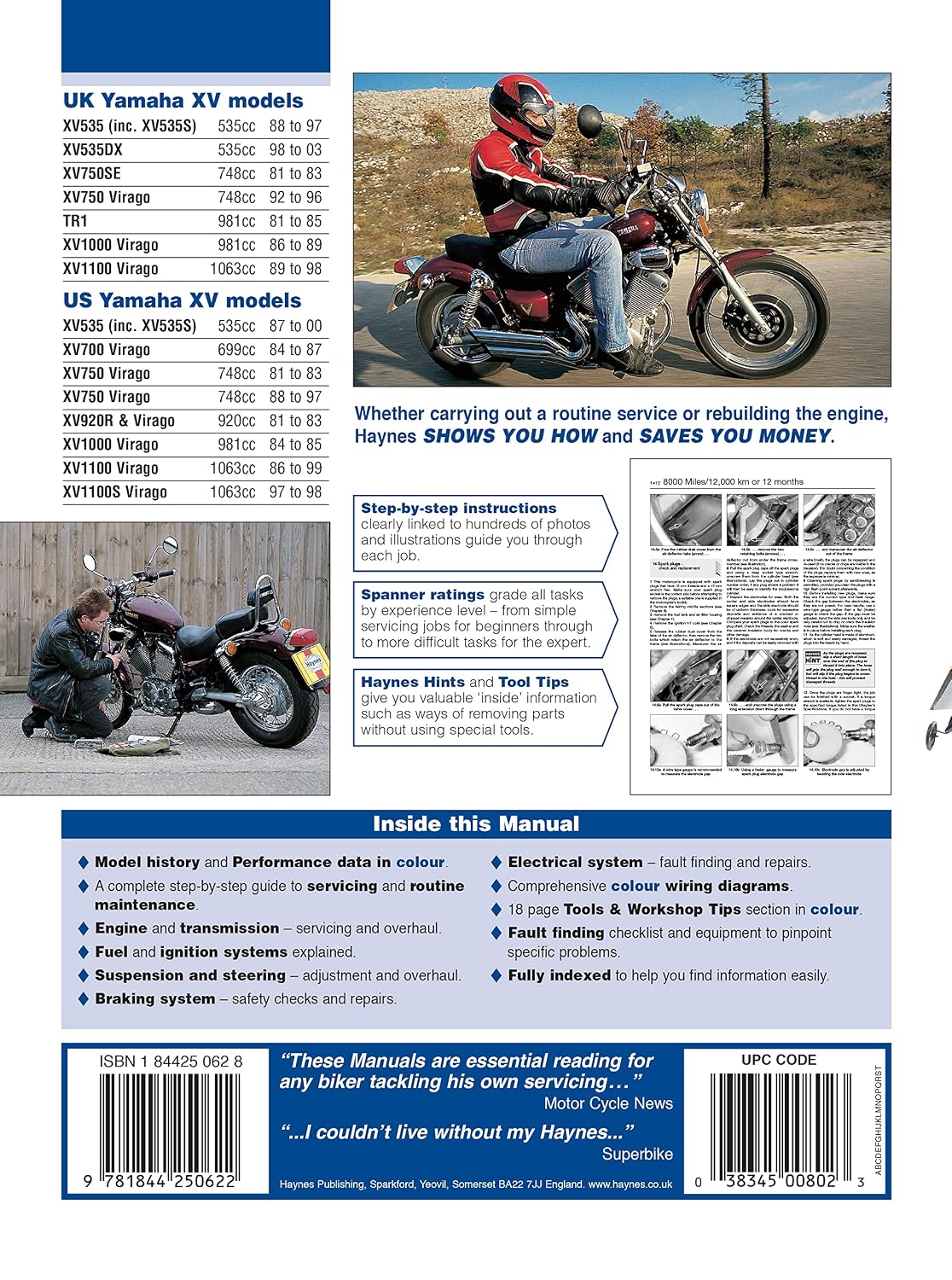 Yamaha XV (Virago) V-Twins '81 to '03 (Haynes Service & Repair Manual)