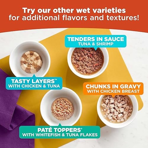 Miniatura 7 de Meow Mix Paté in Salsa - Paquete variado de comida húmeda para gatos, Surf n' Turf Patés, 2.75 onzas (paquete de 24)