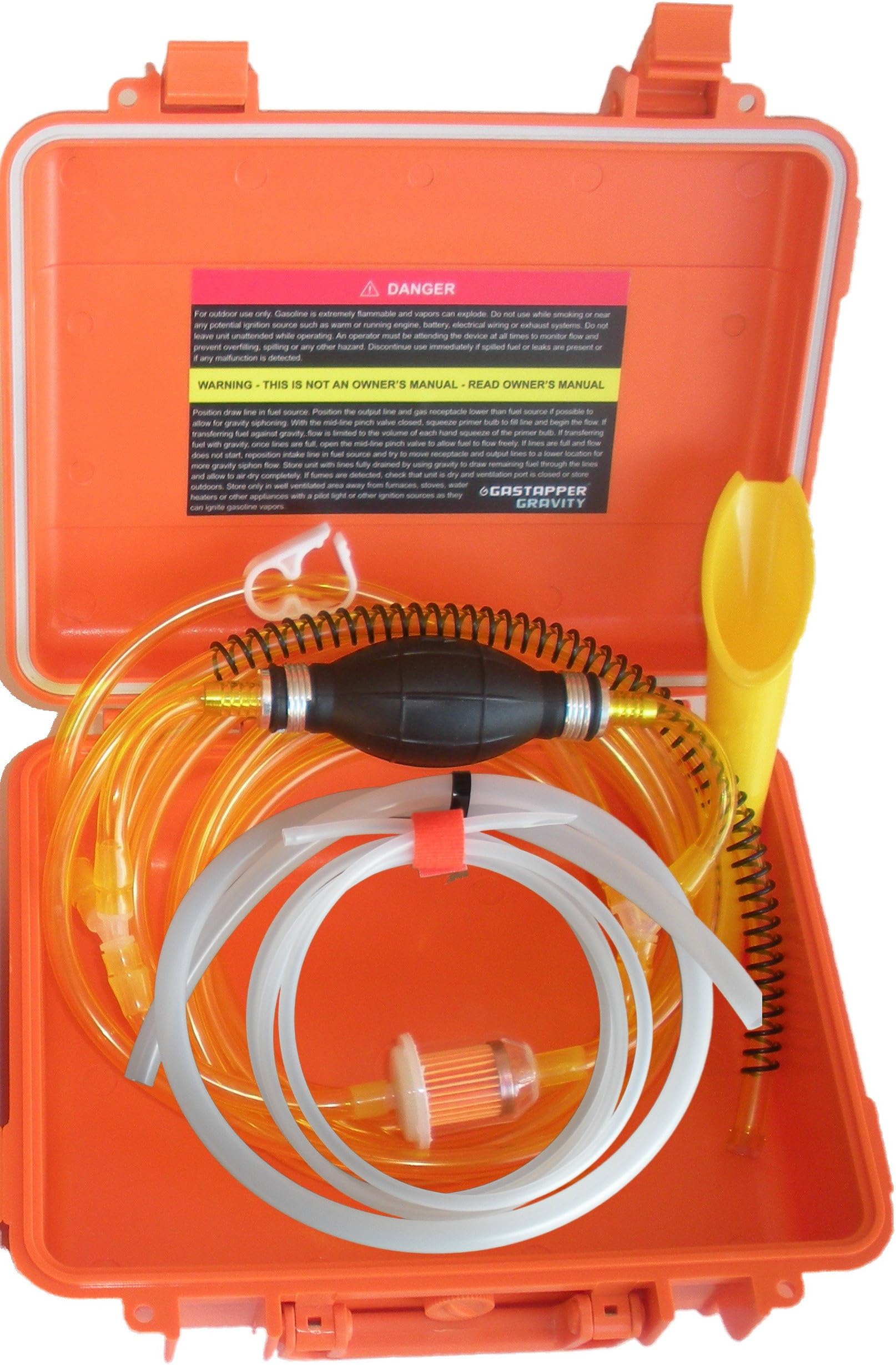 GasTapper Portable Liquid Transfer Gasoline Water Siphon in a Solid Fume Proof Case 18 Feet of Fuel Hose & Modern Car Adapter - See All 5 Models - Search GenTap in Amazon Search bar