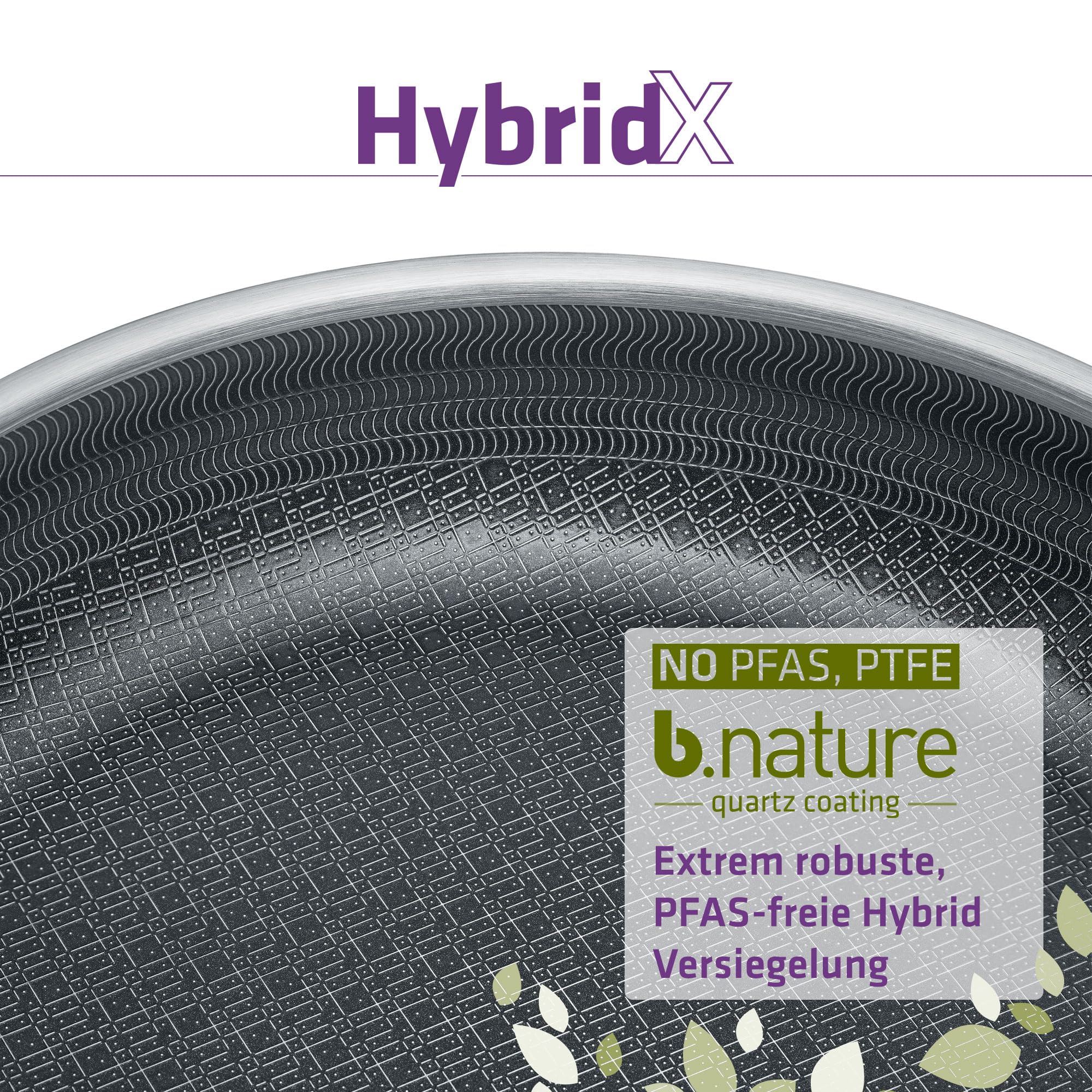 Berndes Bratpfanne HybridX 24cm – Induktionsgeeignet – Allherdtauglich – Antihaftversiegelung - b.nature Quarz - schnelle Hitzeverteilung – energiesparend - PFAS-frei