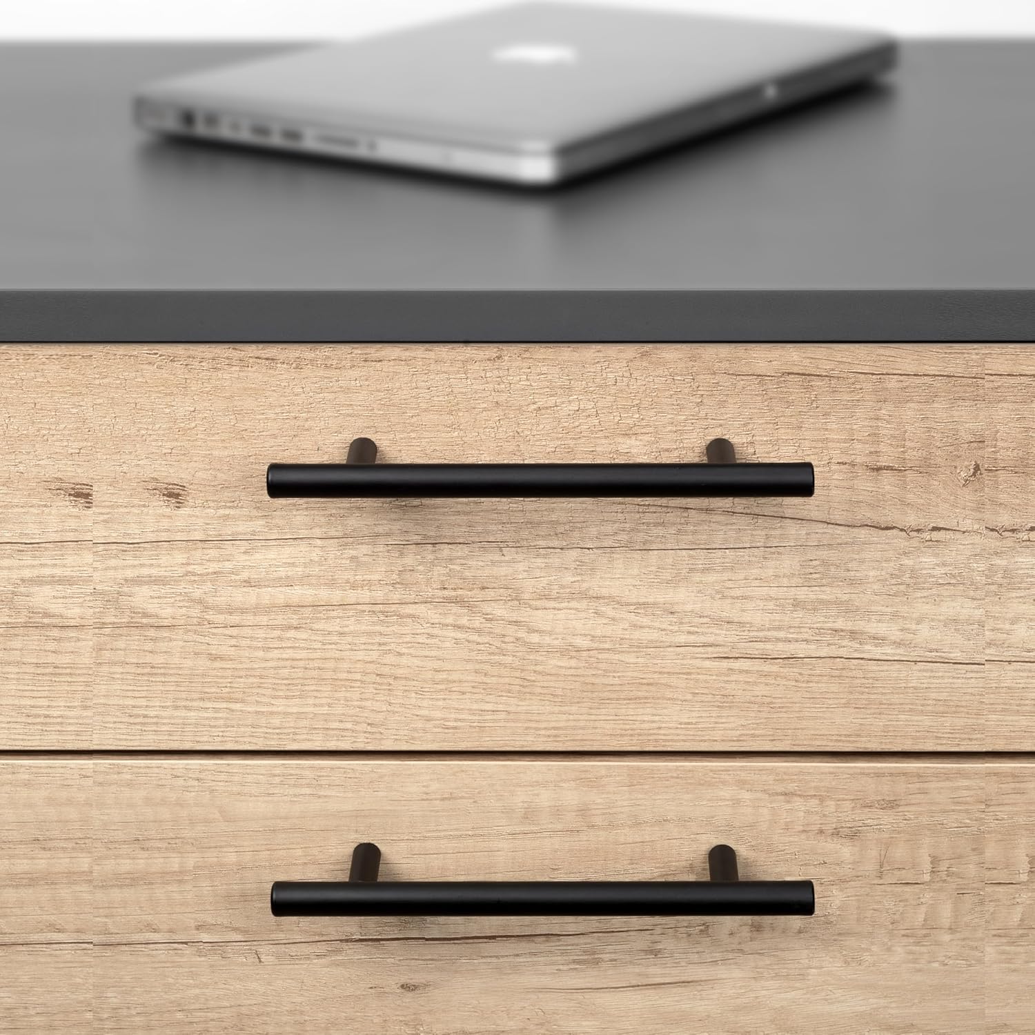 Emuca - Furniture Handle, L210mm, 160mm Interaxis, Steel, Black Painted