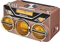 Vista 2 de Retro Studebaker Avanti Stereo Boombox con CD, radio estéreo FM, recepción y transmisión Bluetooth, espectáculo de luz LED y subwoofer de 15 W