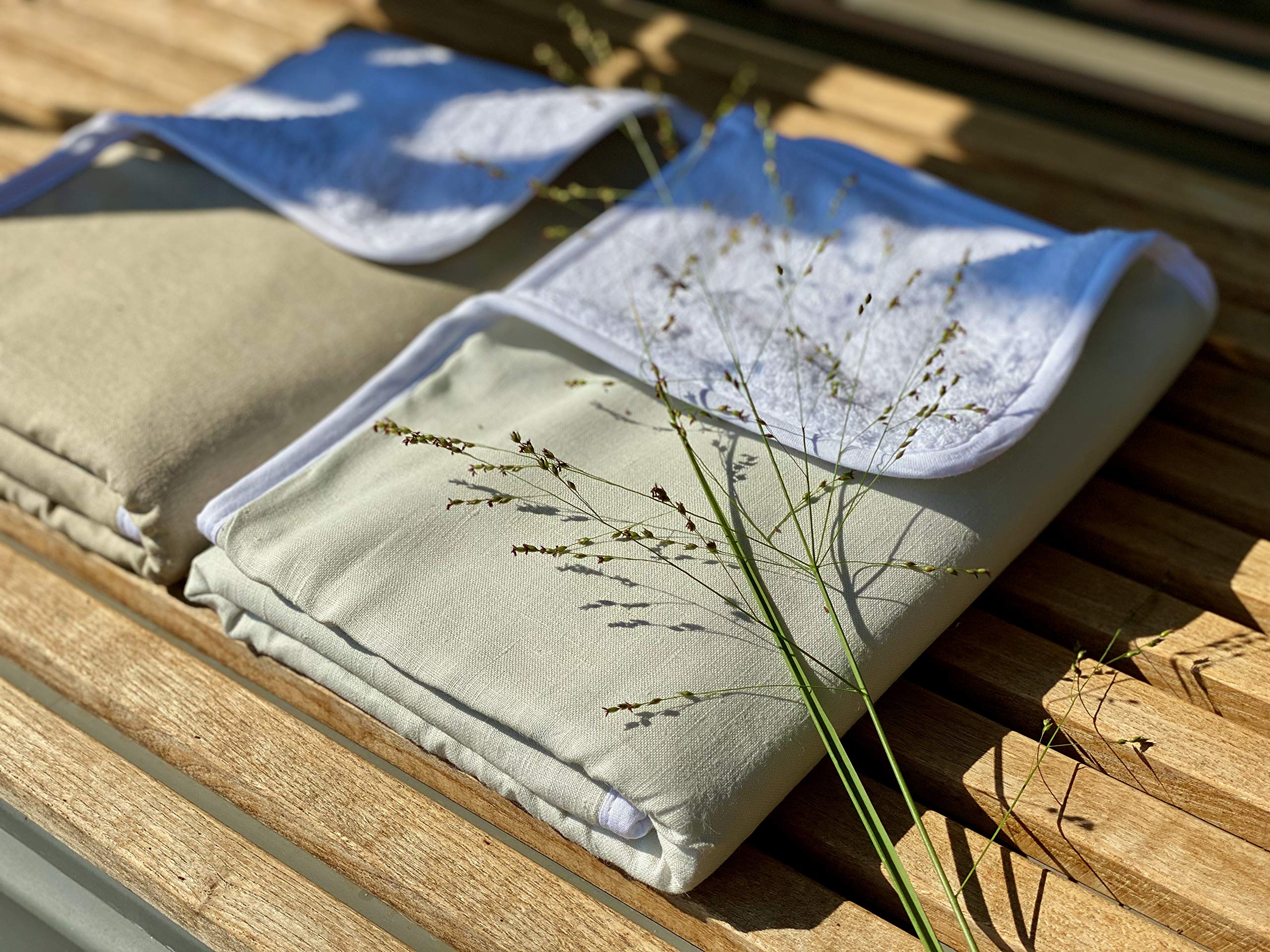 KraftKids - Fasciatoio per pannolini in lino leggero e verde, 100% cotone, impermeabile, da viaggio